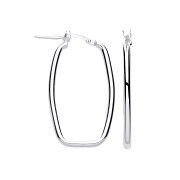 Silver Rectangular Creole Earrings