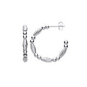 Silver Beads and Twist Hoop Earrings