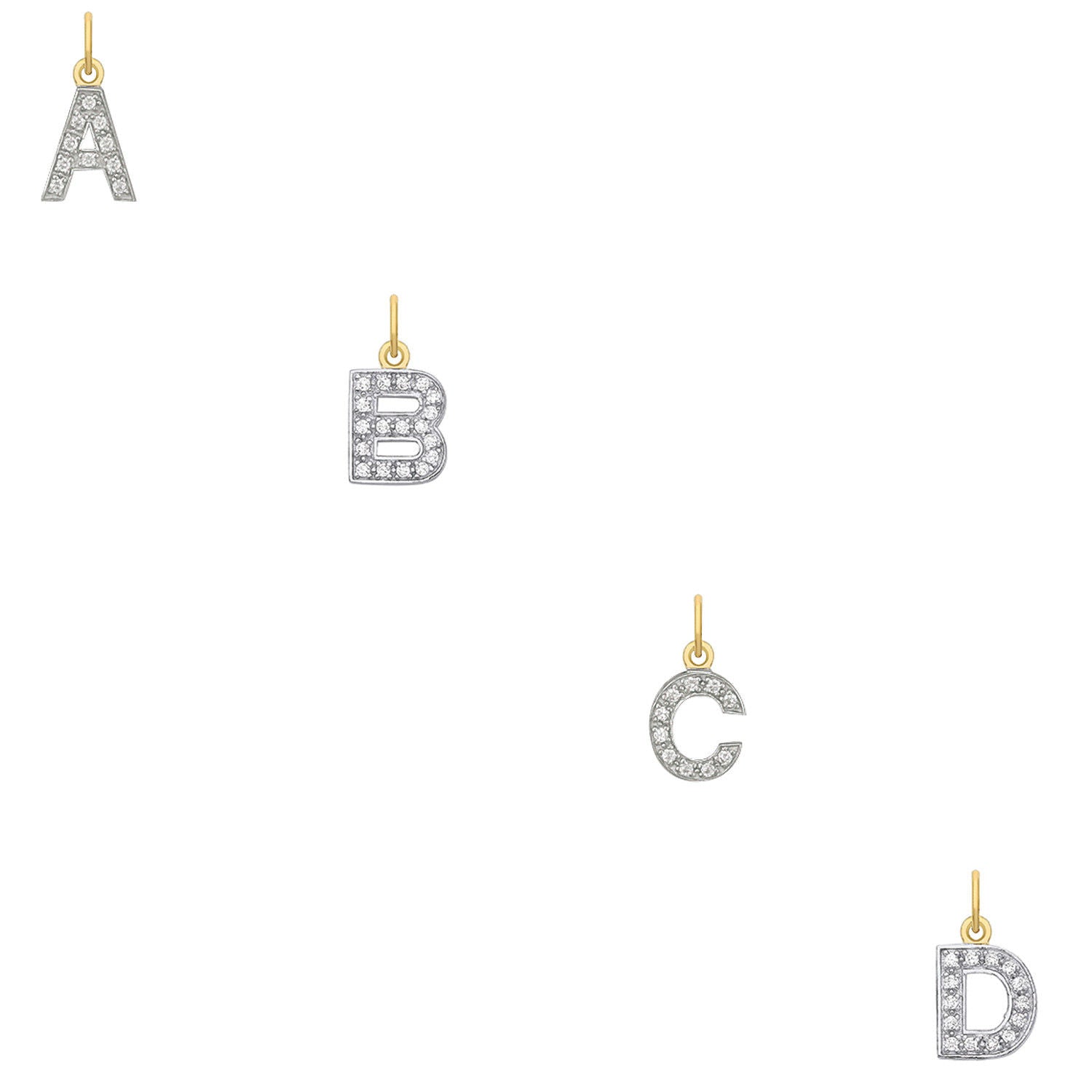 9ct Yellow Gold Small Cubic Zirconia Initial Pendants