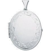 Silver Large Engraved Oval Shaped Family Locket