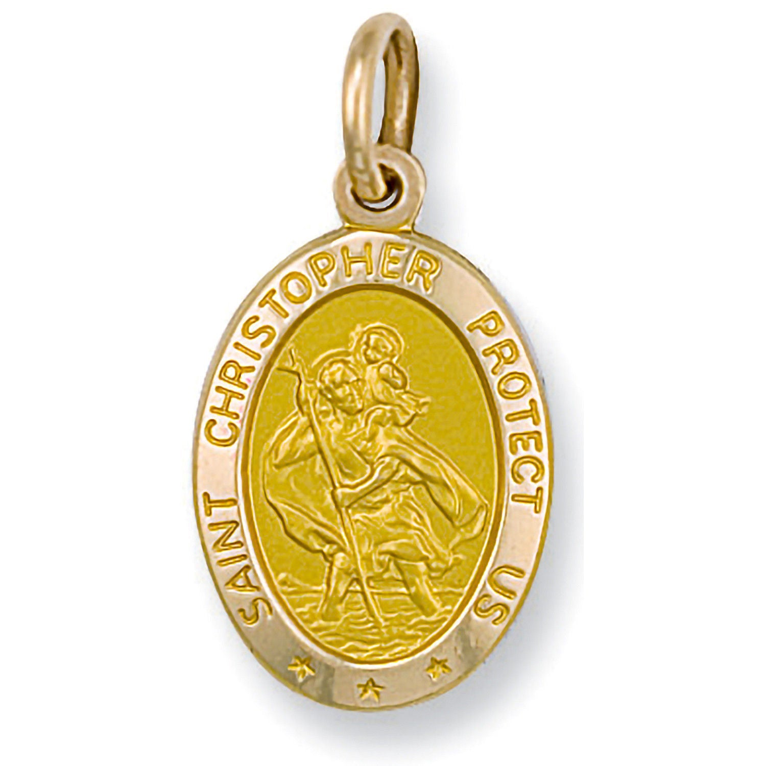 9ct Yellow Gold Oval Saint Christopher Protect Us Pendant