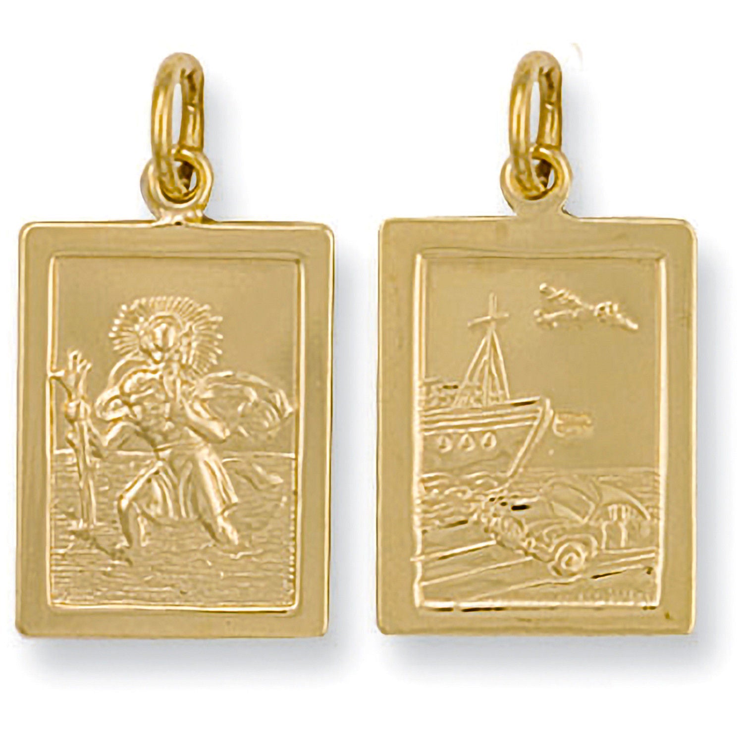 9ct Yellow Gold Rectangular Shaped Saint Christopher Pendant