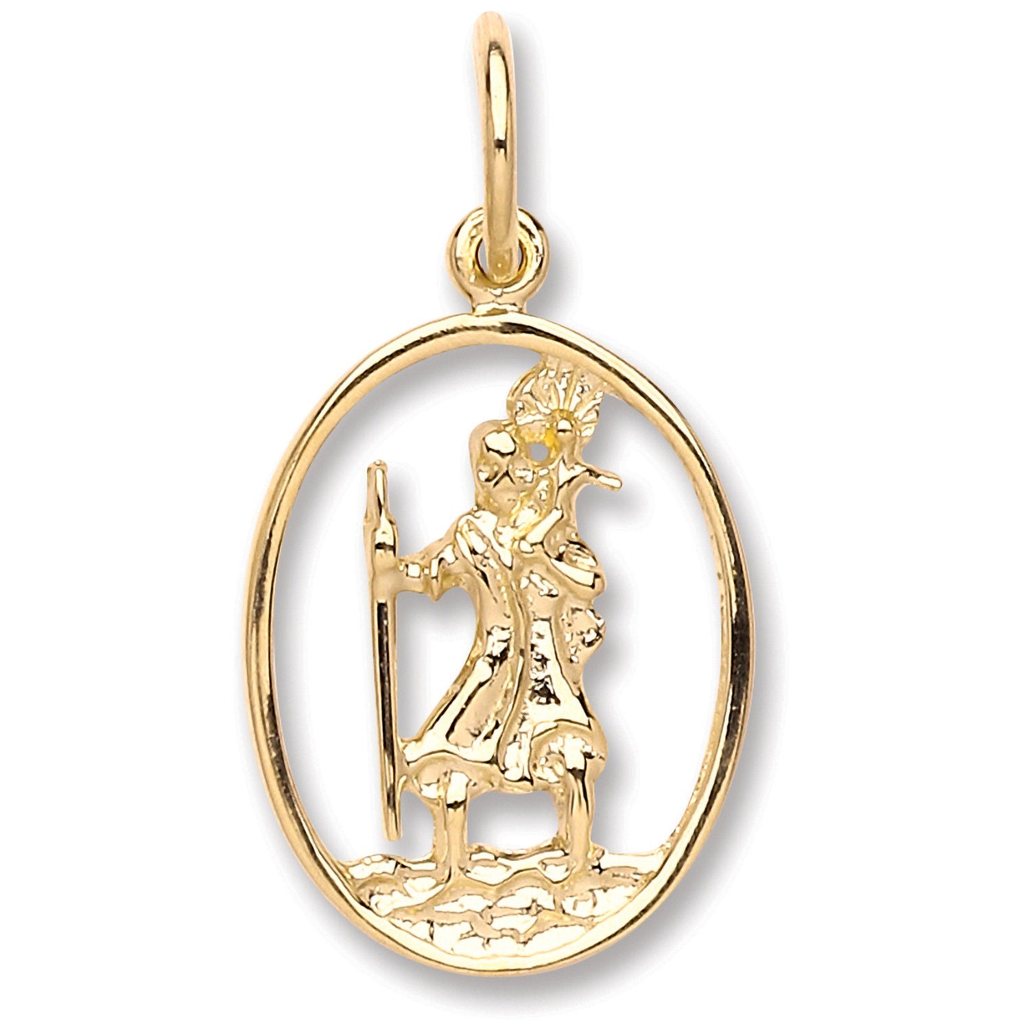 G Oval Cut Out St Christopher Pendant
