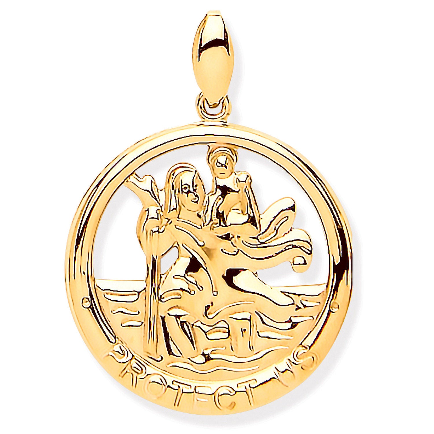 G St Christopher Round Cut Out Protect Us Medal
