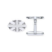 Silver Union Jack Oval Cufflinks