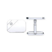 Silver CZ, Rectangle, Soft Edge Cufflinks