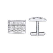 Silver Cubic Zirconia Rectangle Cufflinks