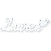 Silver Script Heart Nameplate with 16"/18"/20" chain