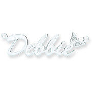 Silver Script Butterfly Nameplate with 16"/18"/20" chain