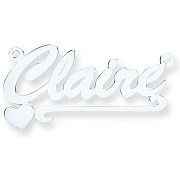 Silver Script Heart Scroll Nameplate with 16"/18"/20" chain