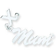 Silver Script Floating Kiss Nameplate with 16"/18"/20" chain