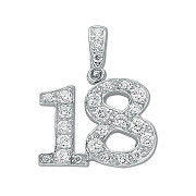 Silver Pave Set Cubic Zirconia 18 Drop Pendant