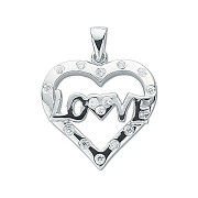 Silver Cubic Zirconia Heart Love Pendant