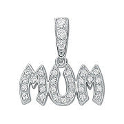 Silver Pave Set Cz Mum Drop Pendant