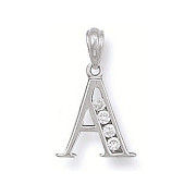 Silver Channel Set Cz Initial Pendant