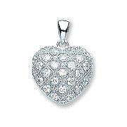 Silver Fancy Cubic Zirconia Heart Pendant