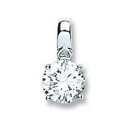 Silver Claw Set Cubic Zirconia Single Stone Pendant