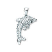 Silver Cubic Zirconia Dolphin Pendant