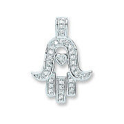 Silver Cubic Zirconia Chamsa Pendant
