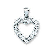 Silver Cubic Zirconia Heart Pendant
