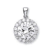 Silver Cz Cluster Drop Pendant