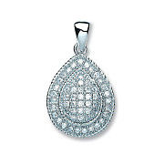Silver Large Pear Shape Cubic Zirconia Pendant
