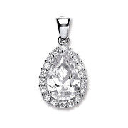 Silver Pear Shape Cz Pendant