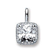 Silver Square Shape Cubic Zirconia Pendant