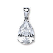 Silver S/S Pear Cubic Zirconia Pendant