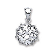Silver Round Brilliant Cut Cz Pendant