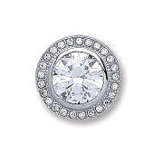 Silver Round Rubover, Halo Cubic Zirconia Pendant