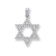 Silver Cz Star Of David Pendant
