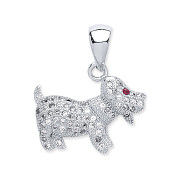 Silver Cubic Zirconia Dog Pendant