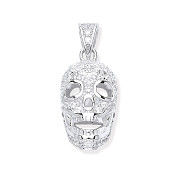 Silver Cz Skull Bones Pendant