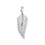Silver Cubic Zirconia Leaf Drop Pendant