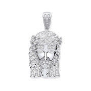 Silver Cubic Zirconia Jesus Pendant