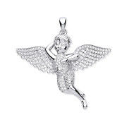 Silver Cubic Zirconia Cherub Angel Pendant
