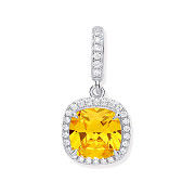 Silver Yellow CZ Drop Pendant