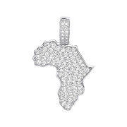 Silver Cubic Zirconia Africa Map Pendant
