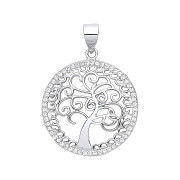 Silver Cubic Zirconia Tree of Life Pendant