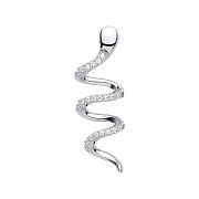 Silver Snake Cubic Zirconia Drop Pendant