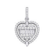 Silver Heart Halo Style Cubic Zirconia Pendant