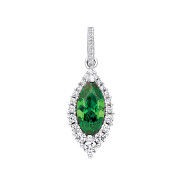 Silver Green Marquise Cubic Zirconia Drop Pendant