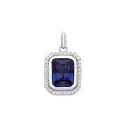 Silver Blue Octagon Cubic Zirconia Pendant