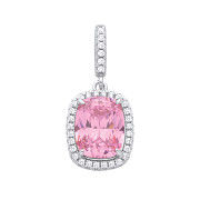 Silver Pink Cushion cut Cubic Zirconia Pendant