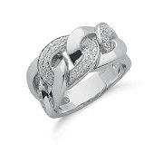 Silver Cz Chain Link Ring