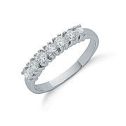 Silver Claw Set Cz Half Eternity Ring