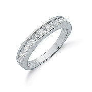 Silver Channel Set Cubic Zirconia Half Eternity Ring