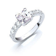 Silver Claw Set Princess Cut Cubic Zirconia Solitaire Ring