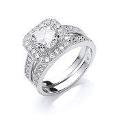 Silver Bridal Set Cubic Zirconia Rings